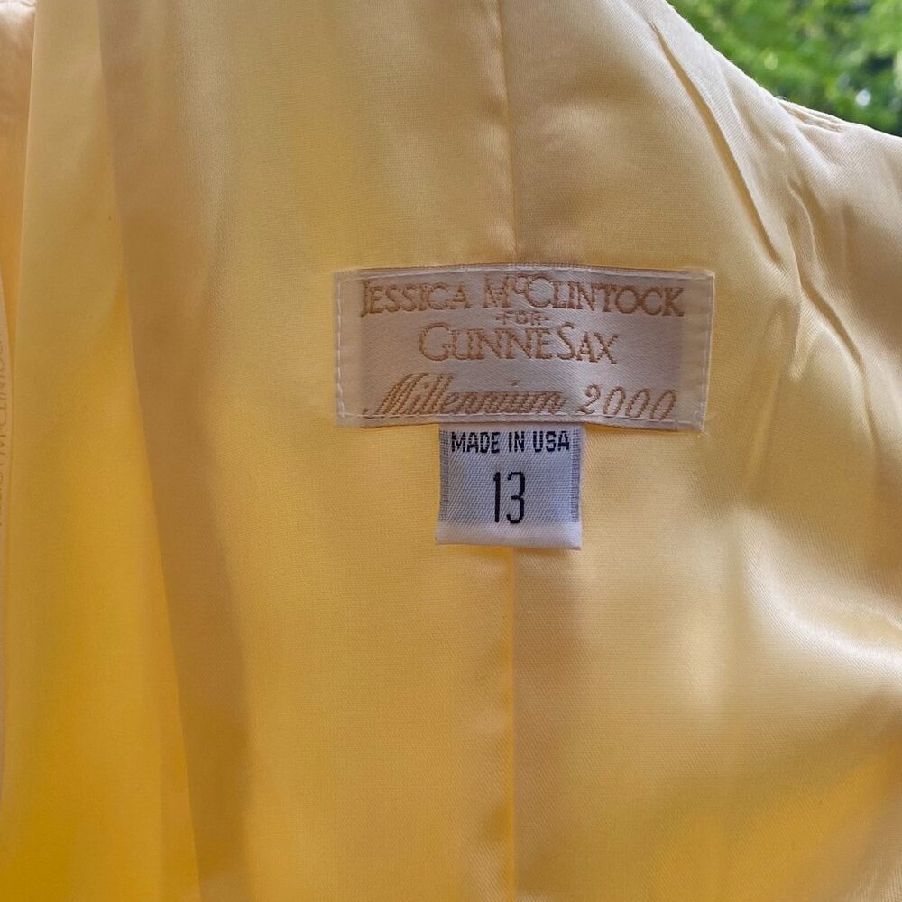 Vintage Jessica McClintock for Gunne Sax Butter yellow corset gown size 13 - Picture 8 of 13